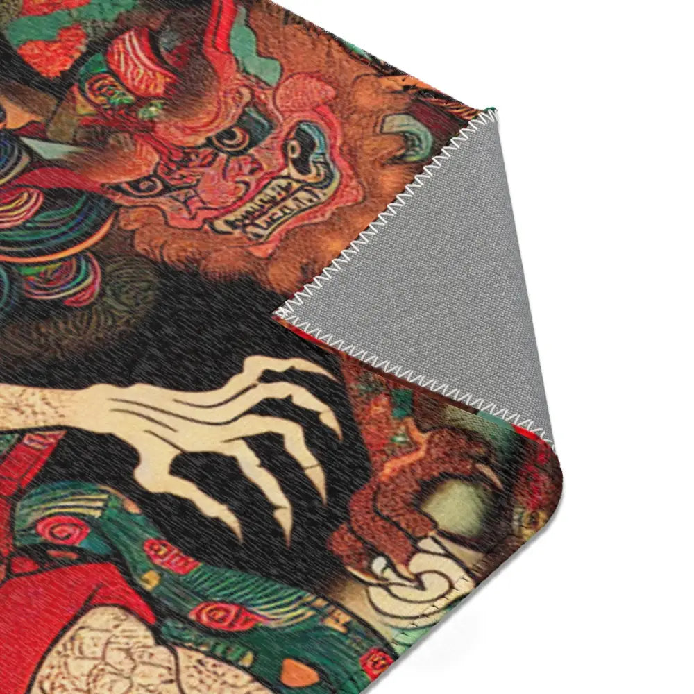 Traditional Japanese Yokai Area Rug with Folklore Design