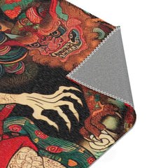 Traditional Japanese Yokai Area Rug with Folklore Design