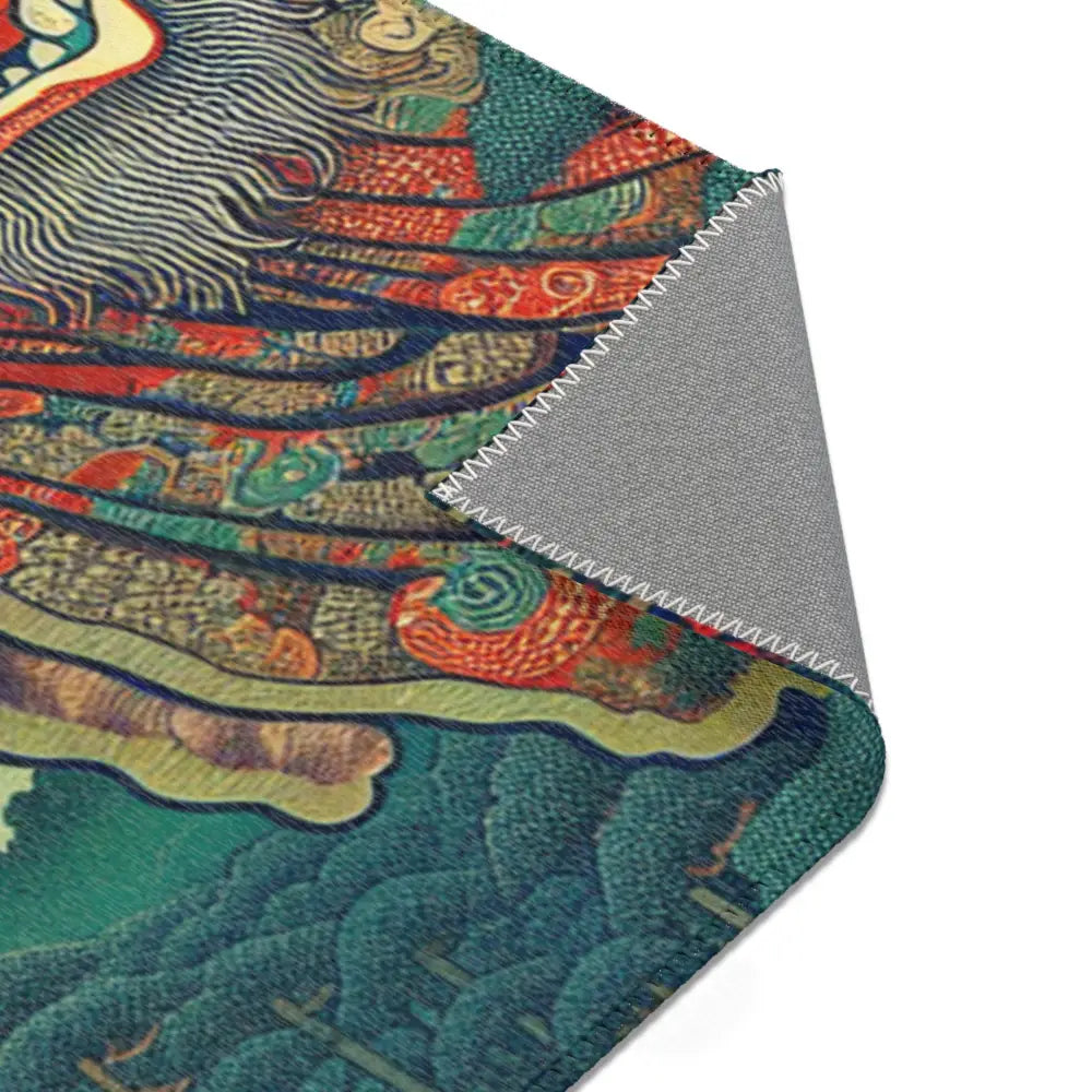 Traditional Japanese Yokai Area Rug with Temple Design