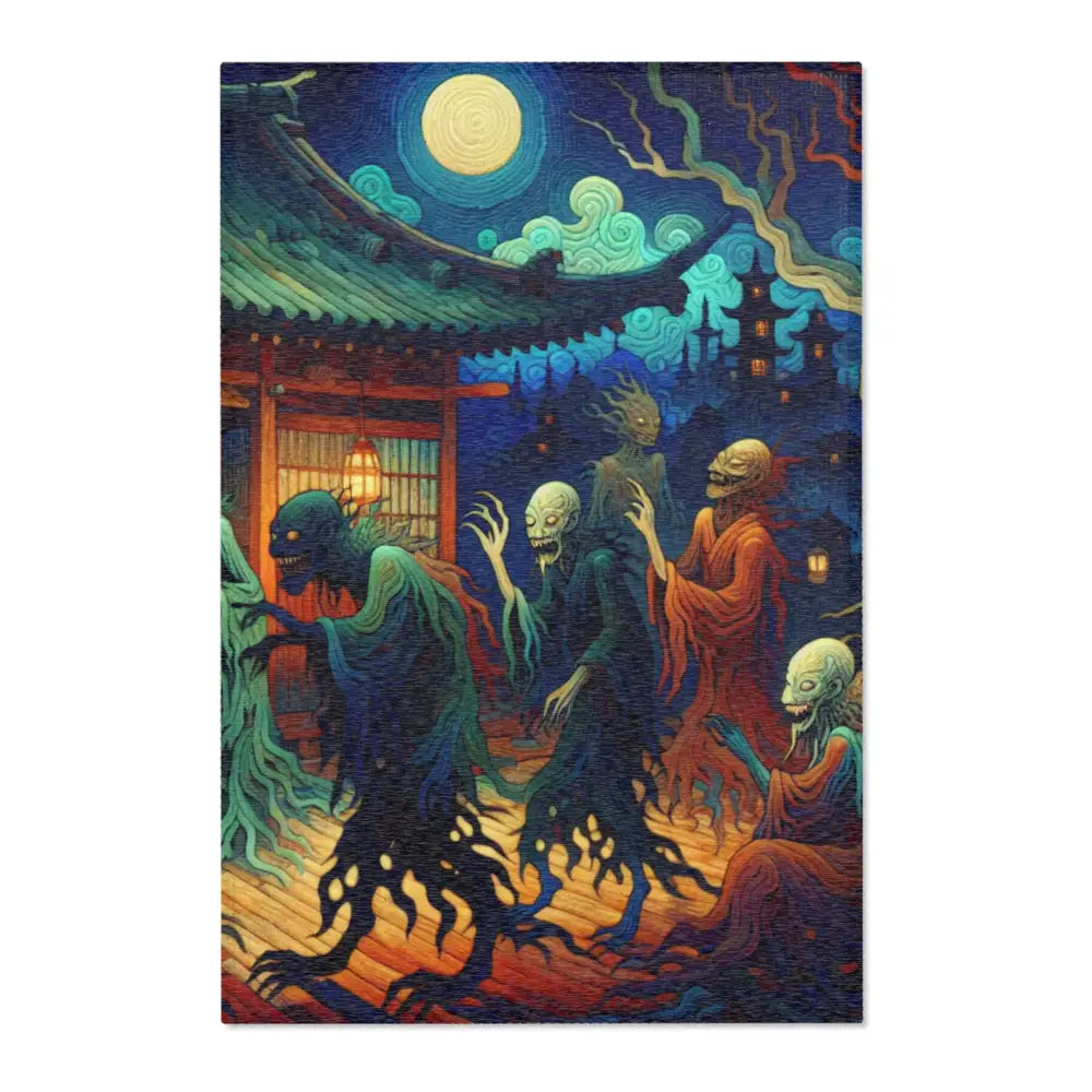 Traditional Yokai Area Rug Inspired by Ancient Japanese