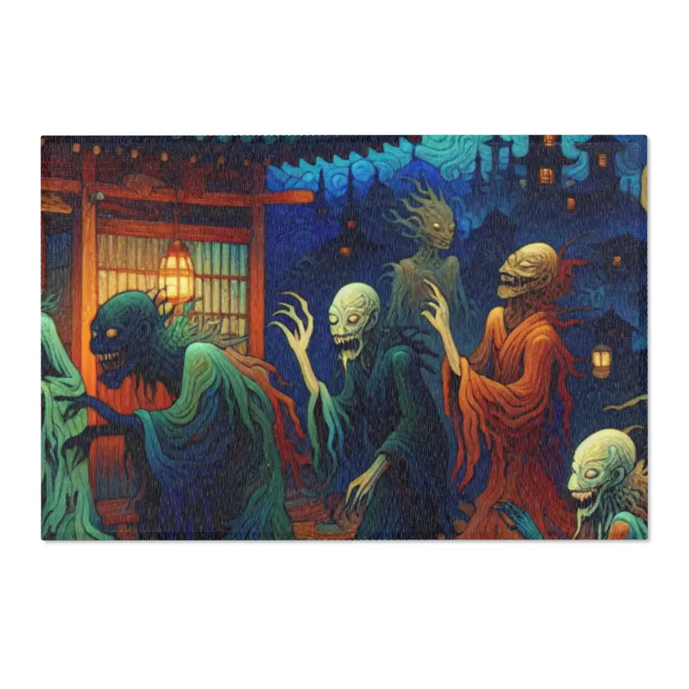 Traditional Yokai Area Rug Inspired by Ancient Japanese