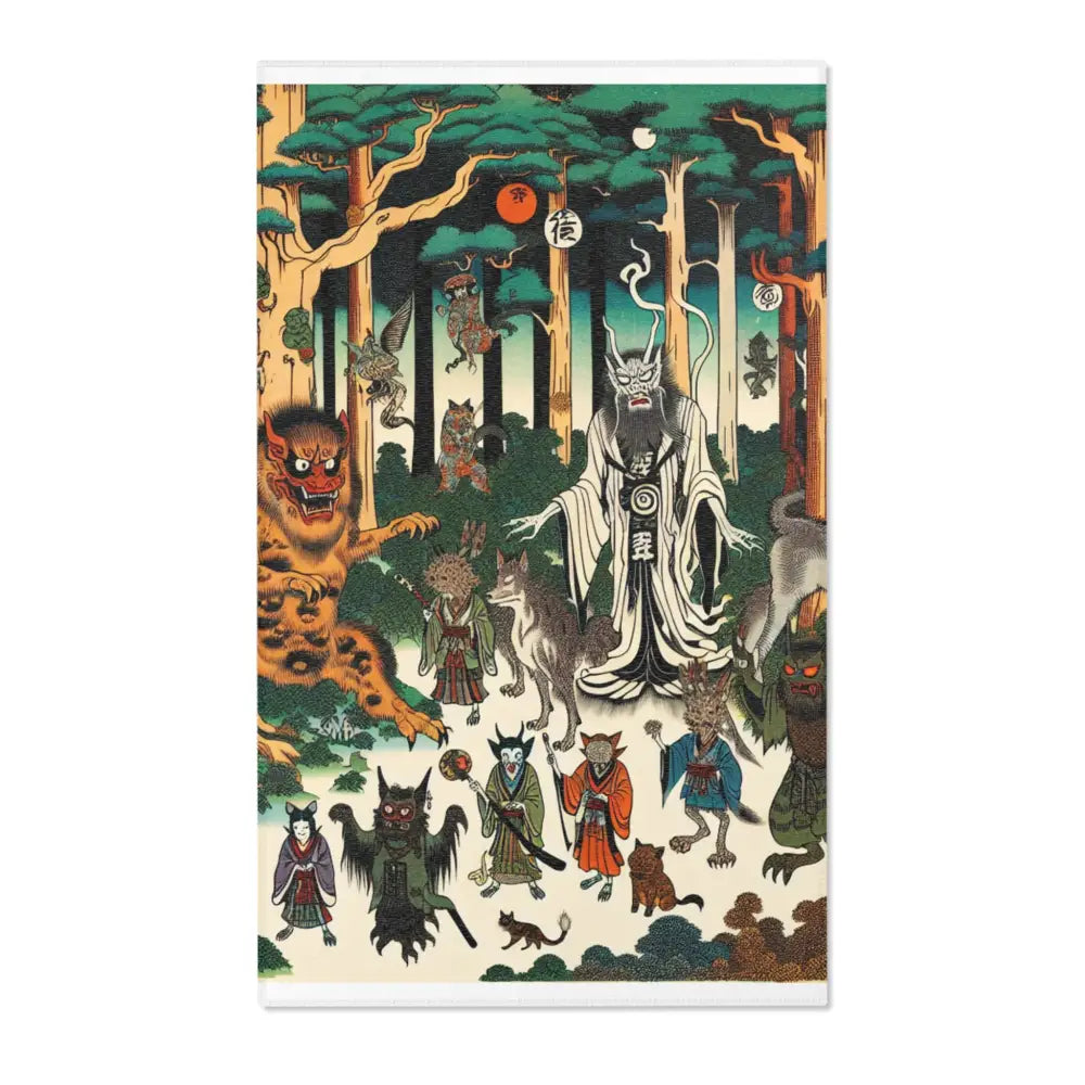 Traditional Yokai Art Area Rug with Forest Scene 36’’ × 60’’
