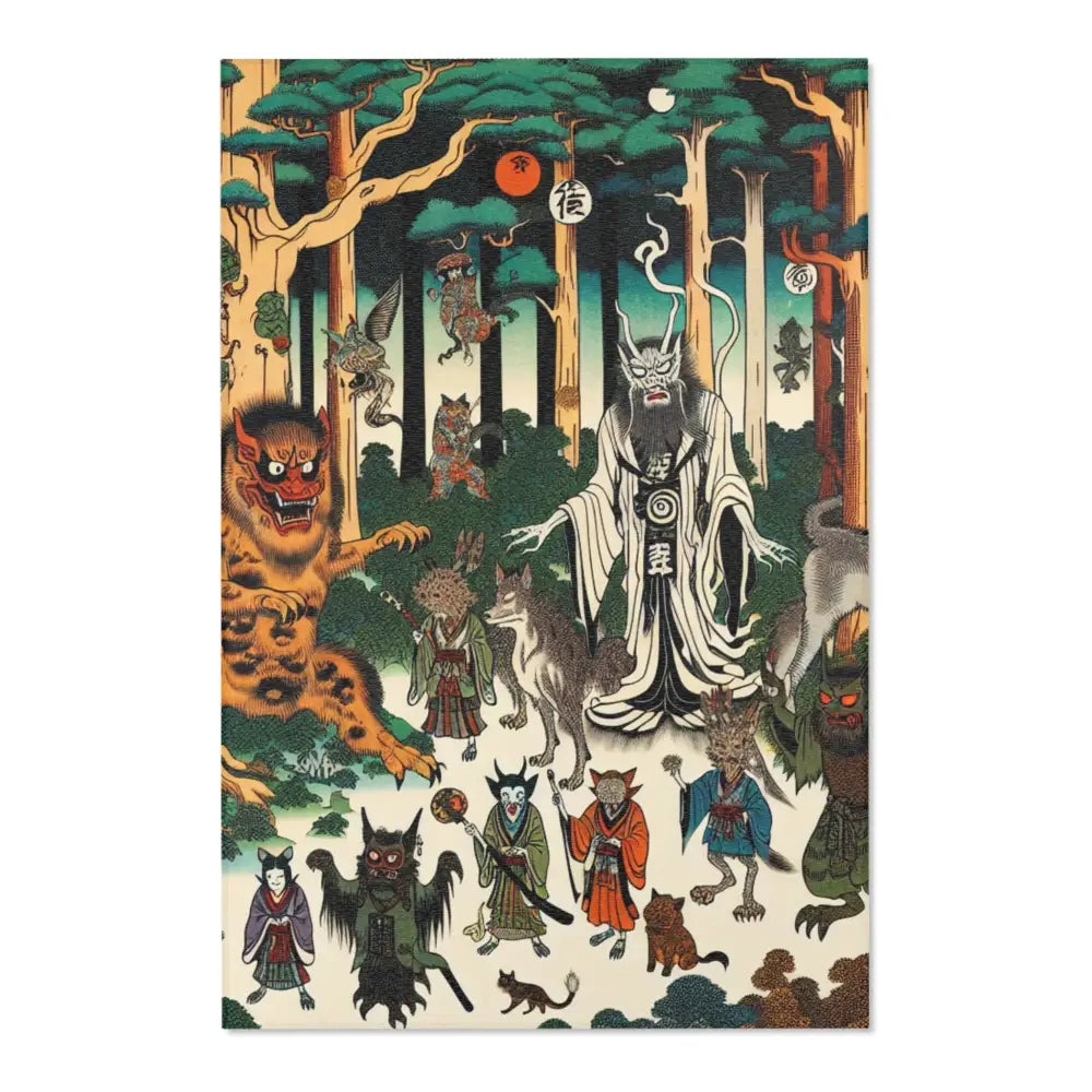 Traditional Yokai Art Area Rug with Forest Scene 48’’ × 72’’