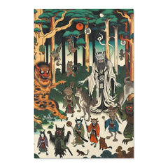 Traditional Yokai Art Area Rug with Forest Scene 48’’ × 72’’