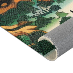 Traditional Yokai Art Area Rug with Forest Scene