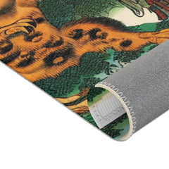 Traditional Yokai Art Area Rug with Forest Scene