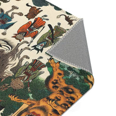Traditional Yokai Art Area Rug with Forest Scene