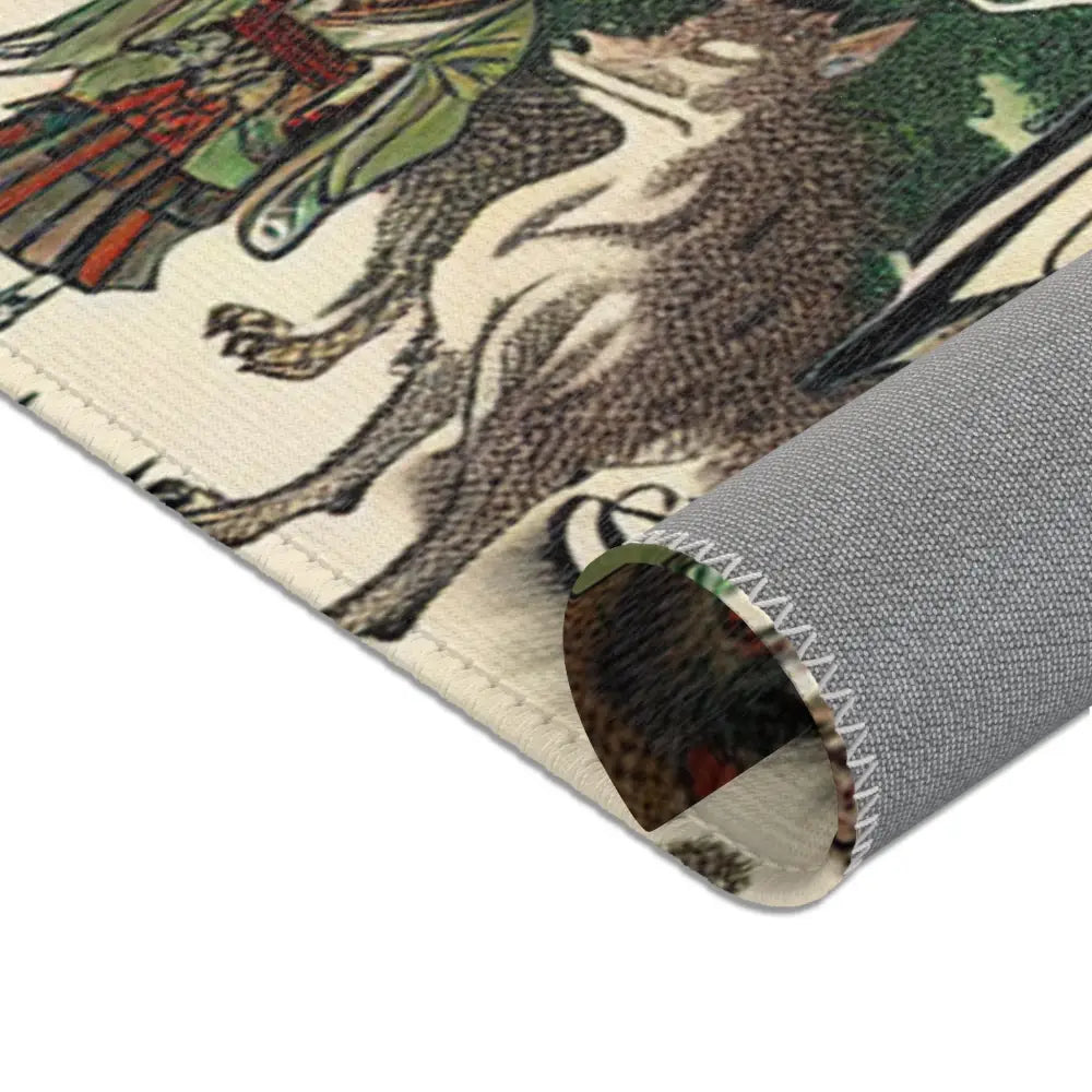 Traditional Yokai Art Area Rug with Forest Scene