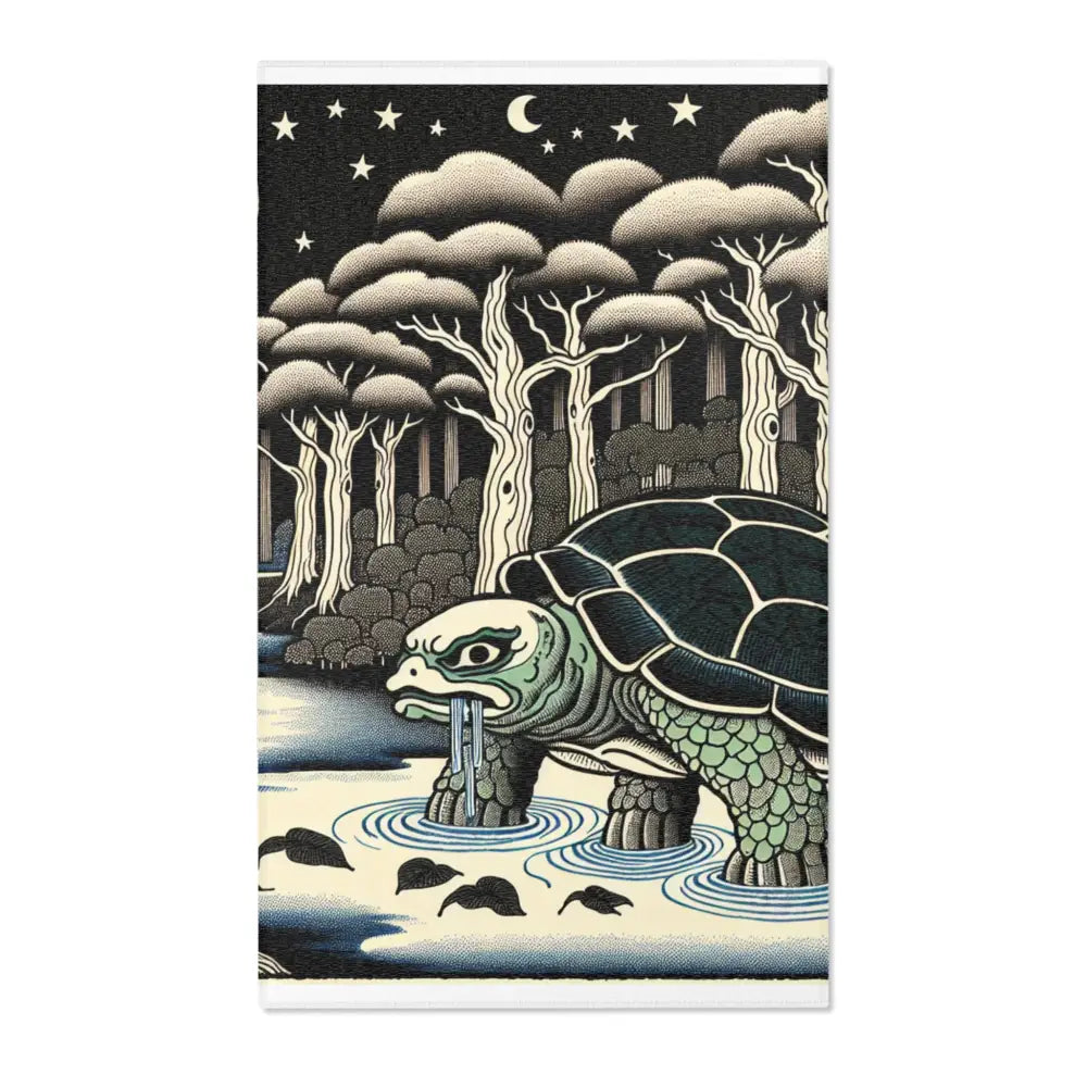 Traditional Yokai Art Piece Area Rug with Kappa Design 36’’
