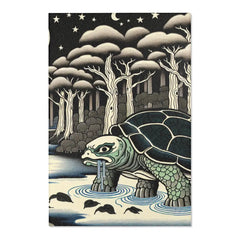 Traditional Yokai Art Piece Area Rug with Kappa Design 48’’