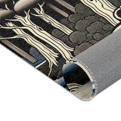 Traditional Yokai Art Piece Area Rug with Kappa Design