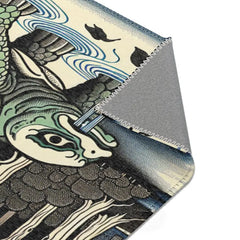 Traditional Yokai Art Piece Area Rug with Kappa Design