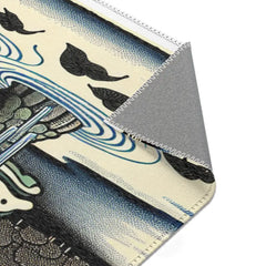 Traditional Yokai Art Piece Area Rug with Kappa Design