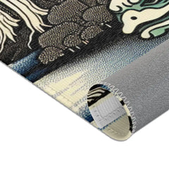 Traditional Yokai Art Piece Area Rug with Kappa Design
