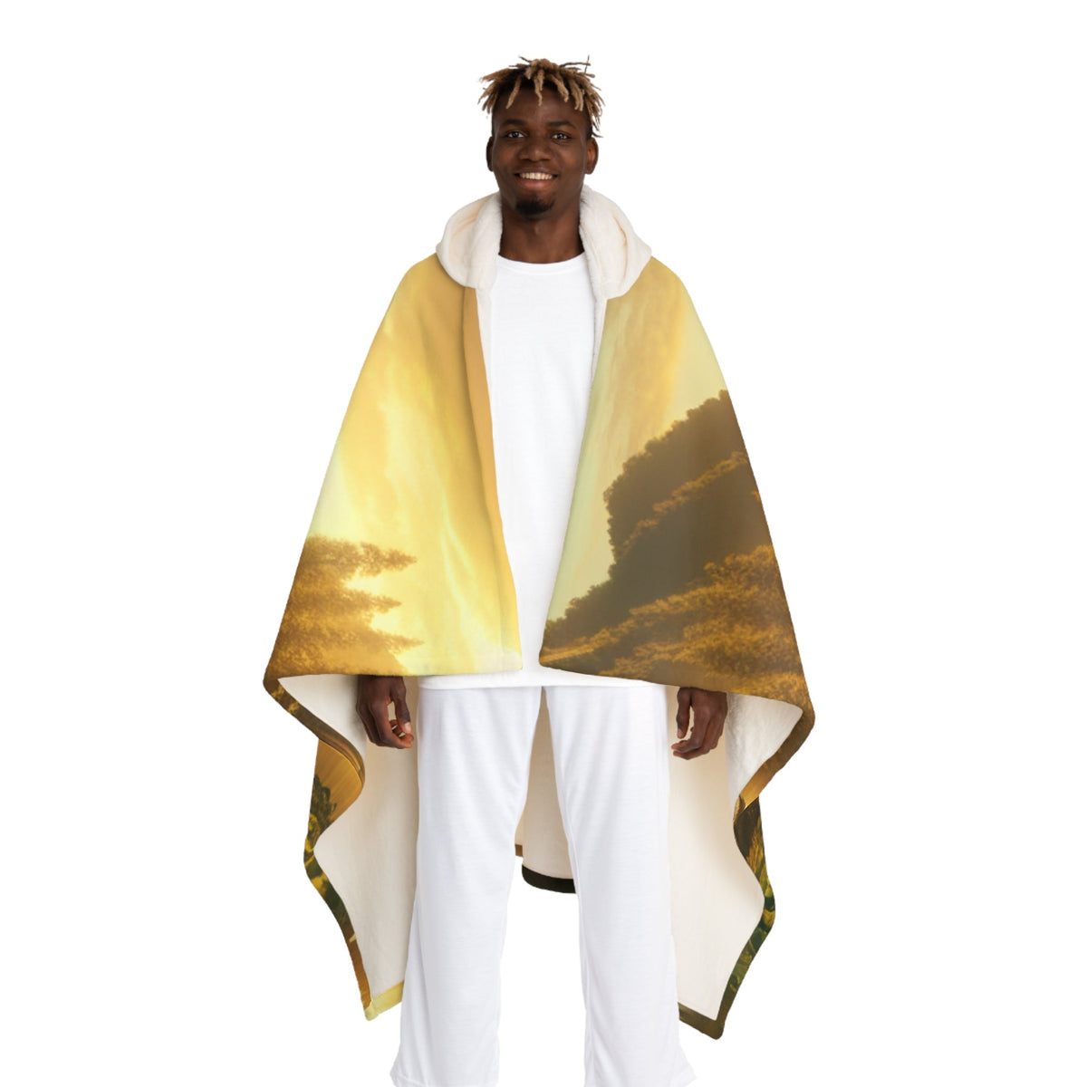 ’Tranquil Oasis: Meditation Hooded Sherpa Blanket’