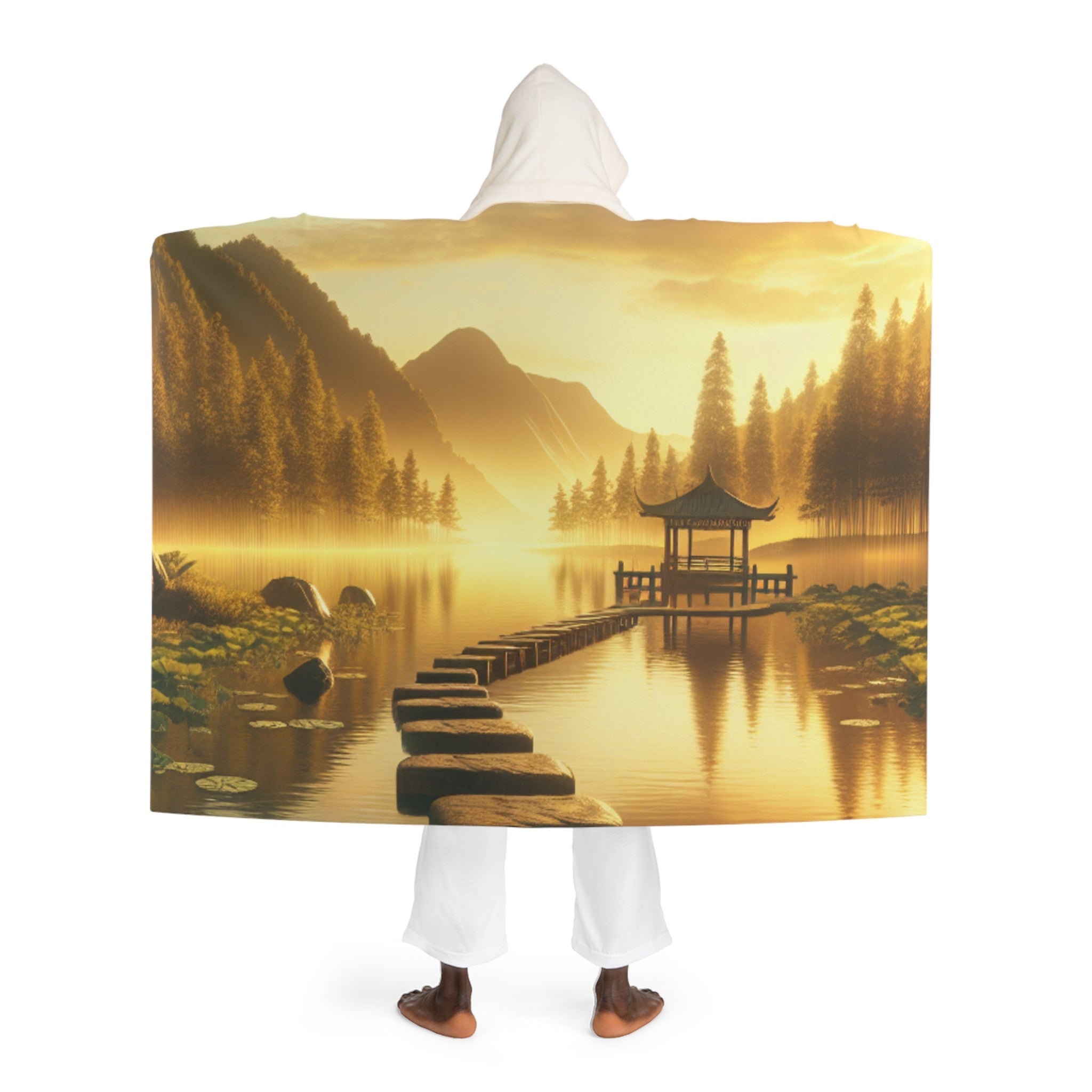 ’Tranquil Oasis: Meditation Hooded Sherpa Blanket’