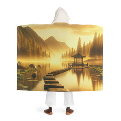 ’Tranquil Oasis: Meditation Hooded Sherpa Blanket’