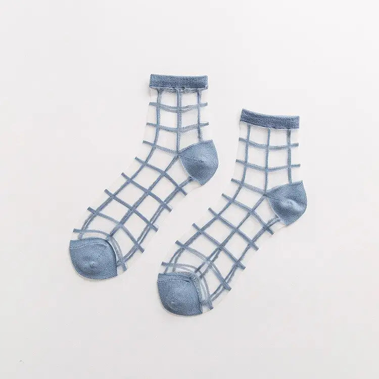 Transparent Glass Silk Socks - Blue / One Size