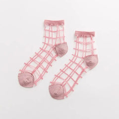 Transparent Glass Silk Socks - Pink / One Size