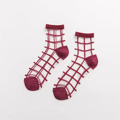 Transparent Glass Silk Socks - Red / One Size