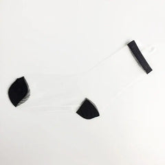 Transparent Striped Short Stockings Ankle Socks - Black