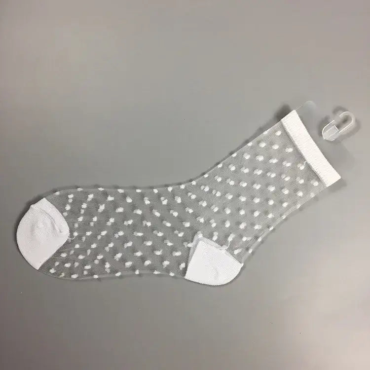 Transparent Striped Short Stockings Ankle Socks - White