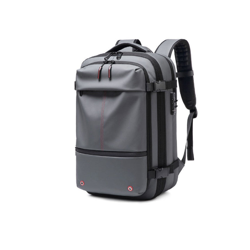 Travel Multi Functional Pocket Code Lock Backpack Gray