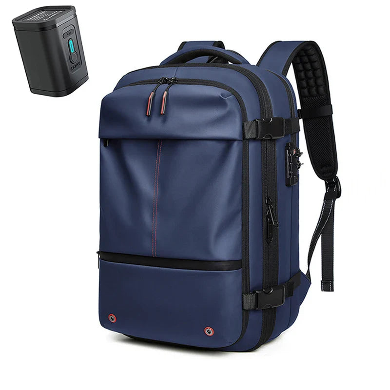 Travel Vacuum Compression Expanded Backpack Blue With Pump