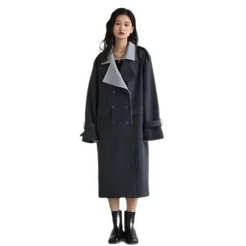 Trench Double Collar Double Breasted Long Coat