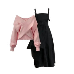 Trendy Knit Two-Piece Set - Pink / M - Two Piece