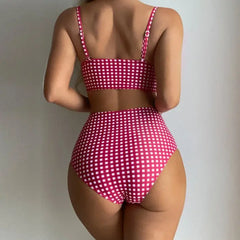 Trendy Plaid High Waist Bikini Set