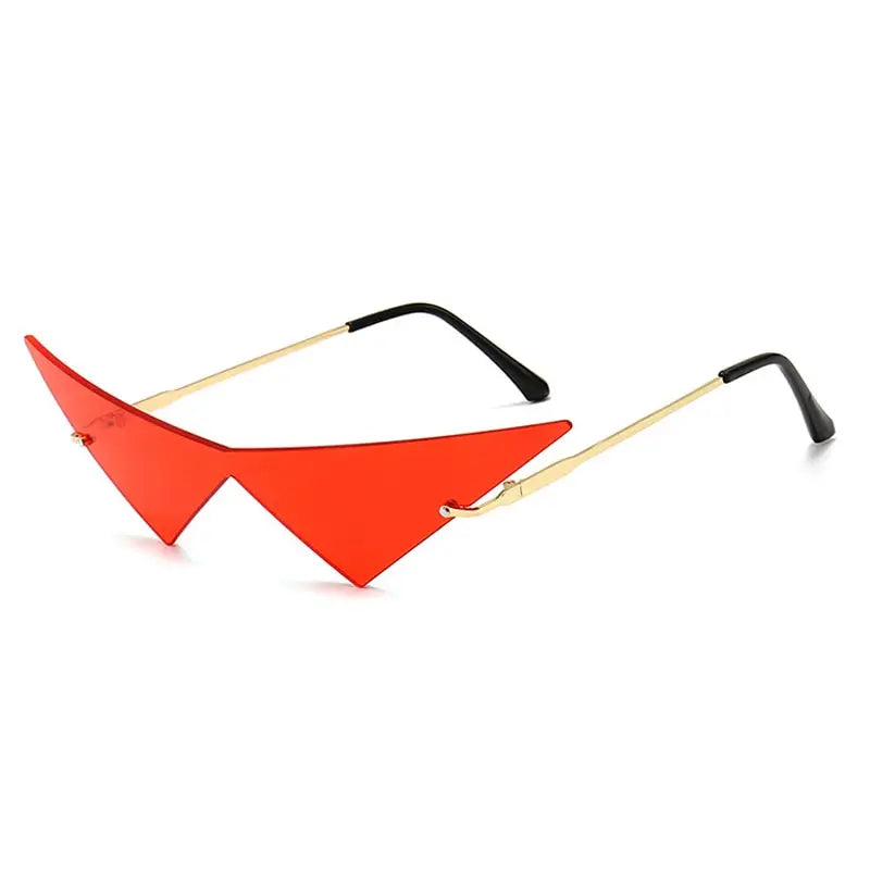 Triangle One Piece Sunglasses - Red / Size