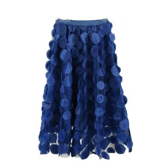 Tulle Long Mesh Skirt with Dot Elastic High Waist Royal