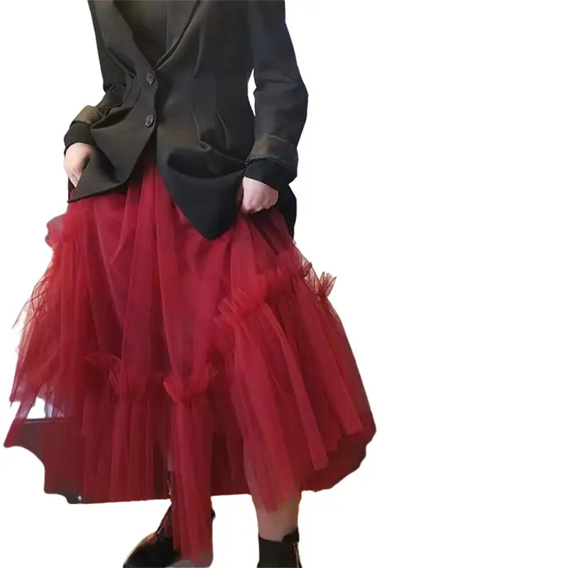 Tulle Pleated Korean Fashion Mesh Skirts - Skirt