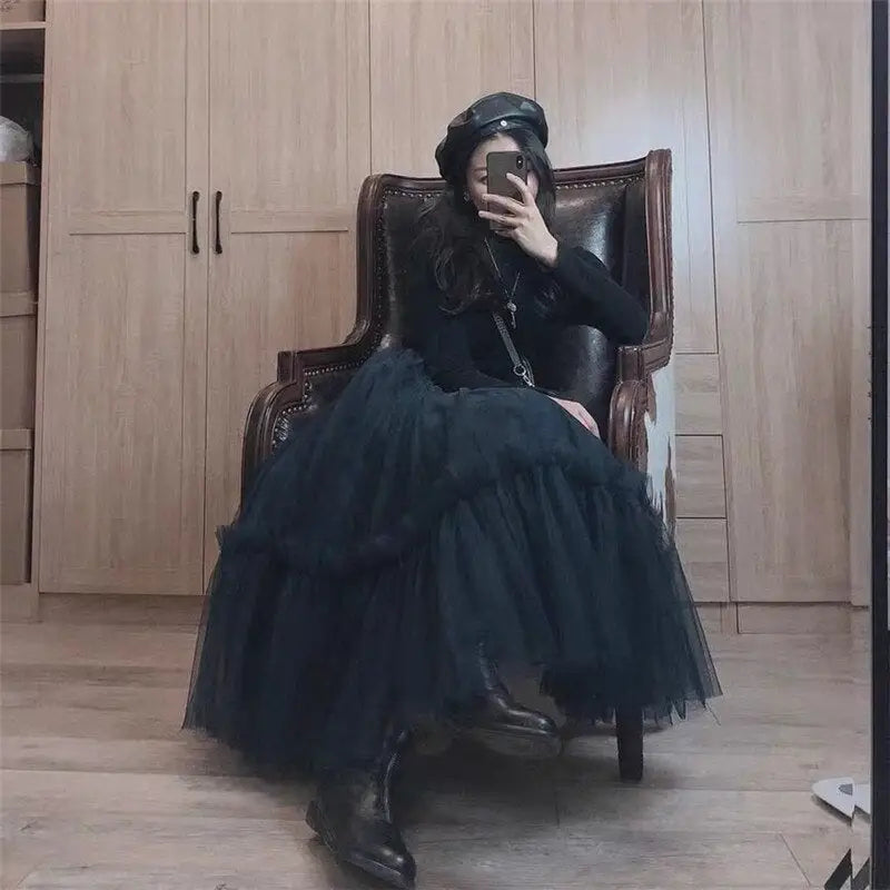 Tulle Pleated Korean Fashion Mesh Skirts