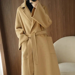 Turn Down Collar Trench Long Wool Coat