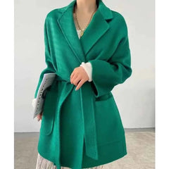 Turn Down Collar Trench Long Wool Coat