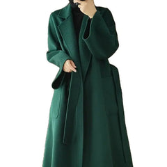 Turn Down Collar Trench Long Wool Coat