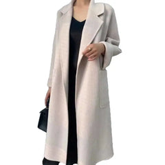 Turn Down Collar Trench Long Wool Coat