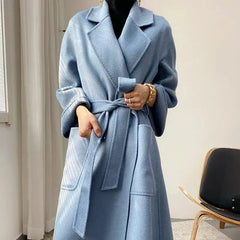 Turn Down Collar Trench Long Wool Coat