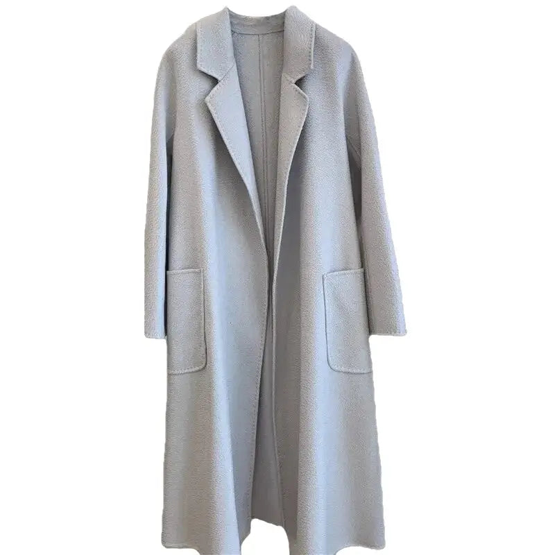 Turn Down Collar Trench Long Wool Coat