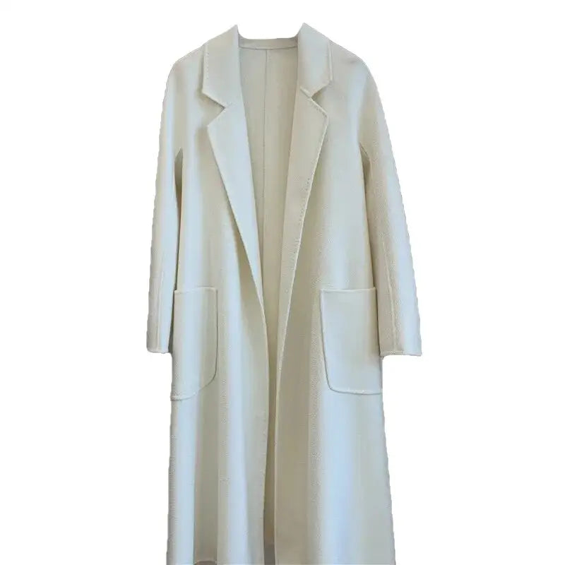 Turn Down Collar Trench Long Wool Coat