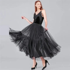 Tutu Tulle Midi Pleated Soft Mesh Skirts