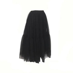 Tutu Tulle Midi Pleated Soft Mesh Skirts - Skirt