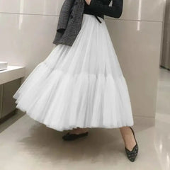 Tutu Tulle Midi Pleated Soft Mesh Skirts