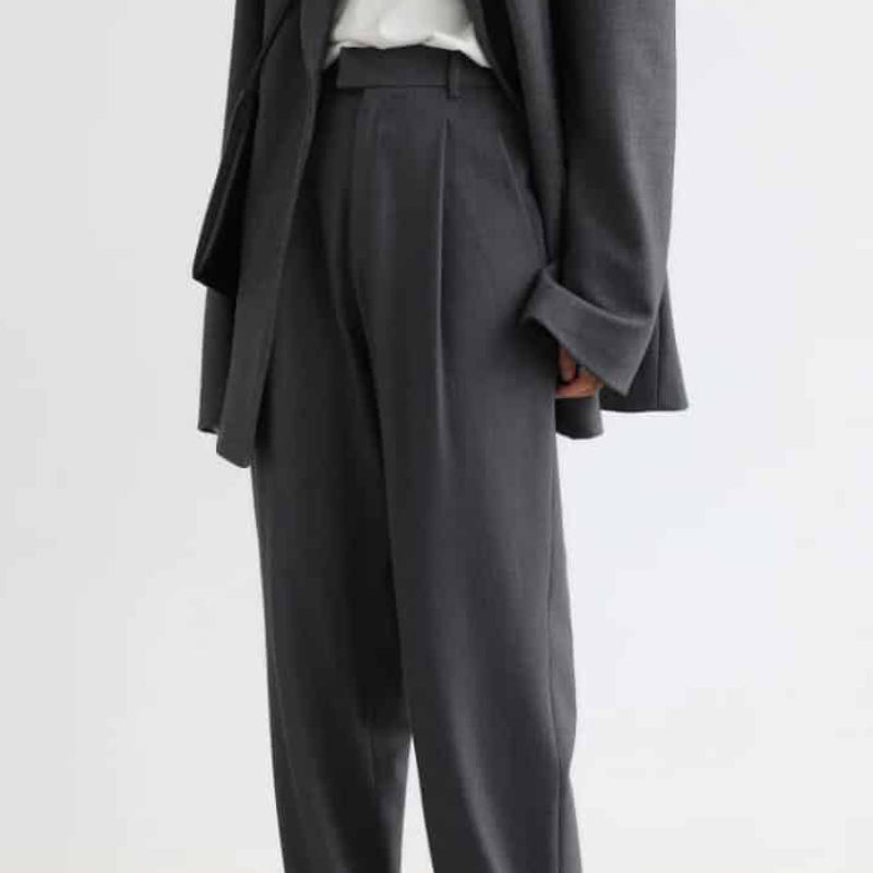 Twill Suit Wide Leg Straight Trousers Pants