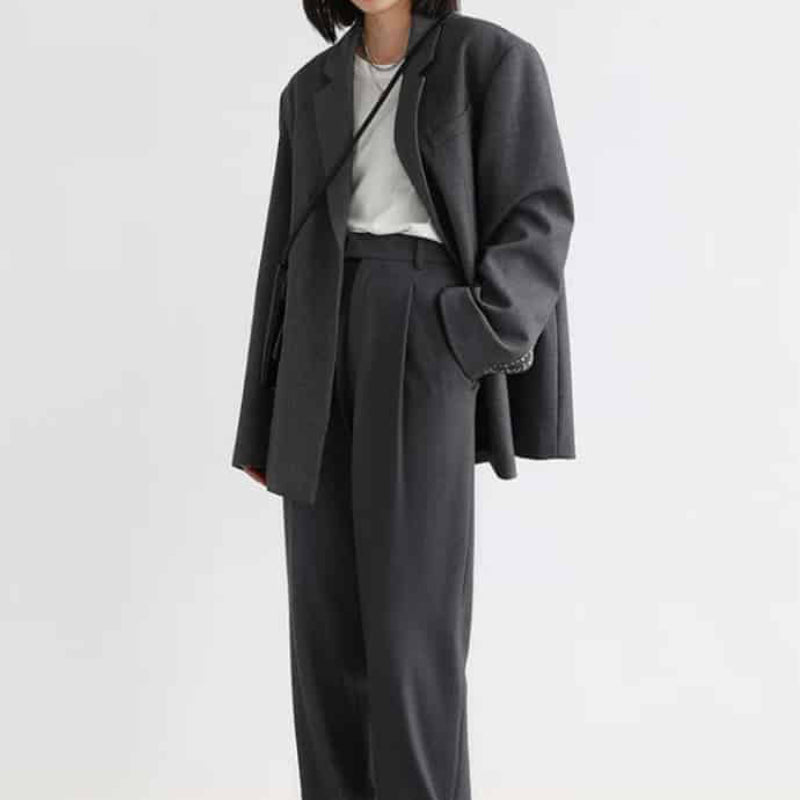 Twill Suit Wide Leg Straight Trousers Pants