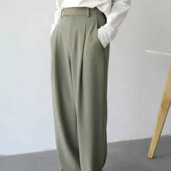 Twill Suit Wide Leg Straight Trousers Pants