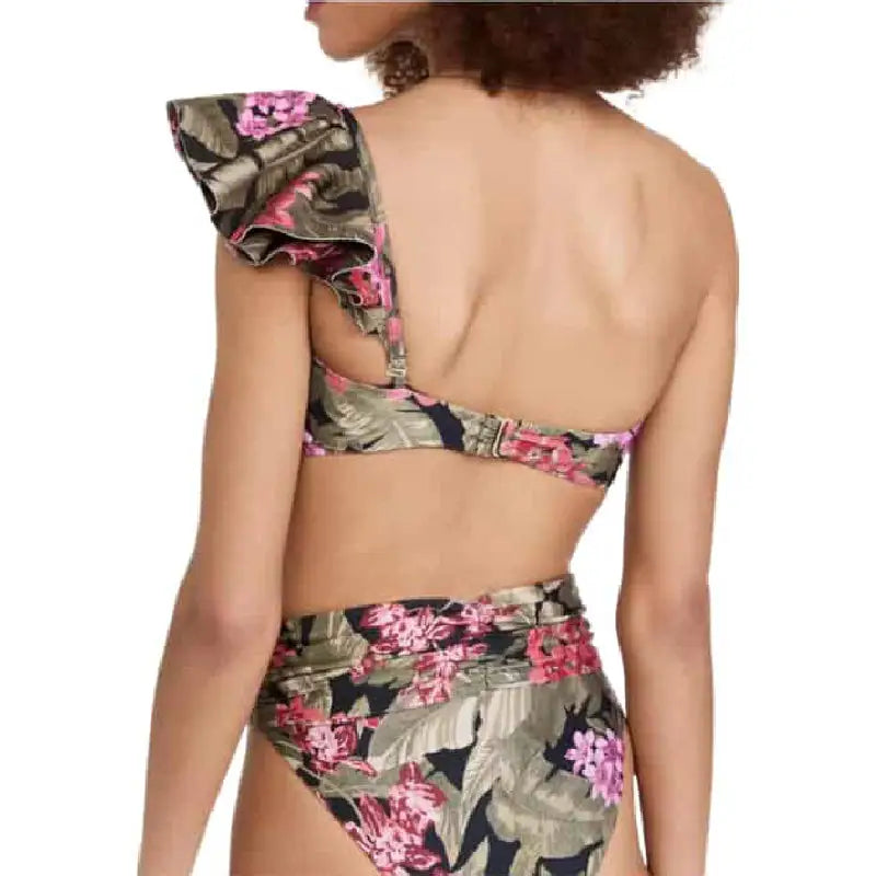 Two Piece Vintage Shoulder Ruffled High Waist Swimsuit
