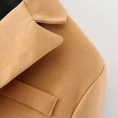 Two Tone Long Sleeve Single Breasted Blazer With Pockets